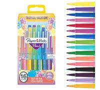 Paper Mate Flair Stylos feutres | Feutres de coloriage sans fuite à pointe moyenne (0,7 mm) | Idéal pour écrire, coloriage (adultes et enfants), scrapbooking, etc. | Couleurs Tropical | Lot de 16