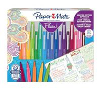 Paper Mate Flair Stylos feutres | Feutres de coloriage sans fuite à pointe moyenne (0,7 mm) | Idéal pour écrirecoloriage (enfants et adultes) scrapbookingetc. | Couleurs Candy Pop | Lot de 20