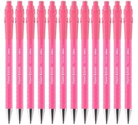 Paper Mate FlexGrip Lot de 12 stylos à bille ultra rétractables, pointe moyenne 1 mm, encre noire, corps rose