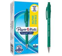 Paper-Mate stylo bille Flexgrip Ultra rétractable pointe moyenne (1,0 mm) encre verte boîte de 12