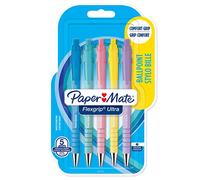 Paper Mate stylo bille rétractable Flexgrip Ultra 1,0 mm encre bleue couleurs pastel – lot de 5