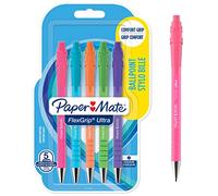 Paper Mate Flexgrip Ultra stylo bille rétractable | pointe moyenne (1,0 mm) | encre bleue | couleurs vives | lot de 5
