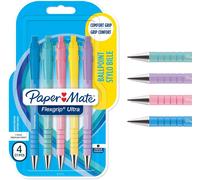 Paper Mate Flexgrip Ultra Stylo Bille Rétractable Pointe Moyenne (1,0 Mm) Encre Noire Couleurs Pastel Lot De 5