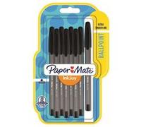 Paper Mate Inkjoy 100ST - 8 Stylos bille avec capuchon - Noir - Pointe moyenne 1.0mm - sous blister Noir G