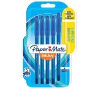 Paper Mate Inkjoy 100st Ballpoint Pens With Cap, Fine Point (0.7mm), Blue, Pack Of 5