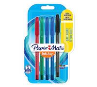 Paper Mate InkJoy 100ST stylos bille avec bouchon - pointe fine (0,7 mm) - assortiment de couleurs classiques - lot de 5