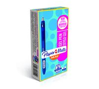 Paper Mate InkJoy® stylo à encre gel rétractable, pointe moyenne de 0,7 mm, corps bleu translucide avec zone de préhension, encre bleue