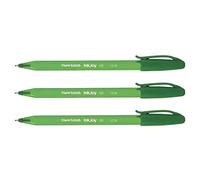 PAPER:MATE Lot de 3 Stylos bille InkJoy 100 Triangulaire à capuchon Pte Moy. Vert