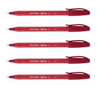 PAPER:MATE Lot de 5 Stylos bille InkJoy 100 Triangulaire à capuchon Pte Moy. Rouge