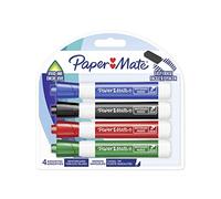 Paper Mate marqueurs pour tableau blanc peu odorants | pointe biseautée | couleurs assorties | lot de 4
