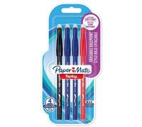 Paper:Mate Pack 4 Stylo À Bille Replay Effaçable Noir, Bleux2, Rouge Pointe Moyenne