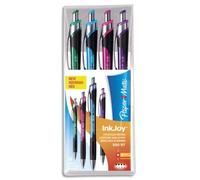 PAPER MATE PAPERMATE Pochette 4 billes INKJOY 550 rétractable, pointe moyenne, encre assortie, corps caoutchouc