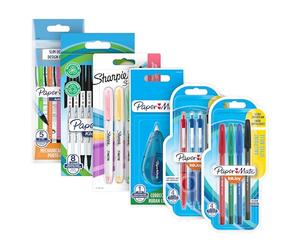 Paper Mate & Sharpie Lot de 26 stylos à billesurligneurscrayons mécaniques et ruban correcteur | Idéal pour l'école et le bureau