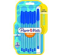 Stylo bille Paper Mate Inkjoy 100 à capuchon pointe moyenne 1 mm - Pochette de 8 - Bleu