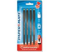 Paper Mate Stylo bille ComfortMate Ultra — 1,0 mm rétractable — encre noire — lot de 4