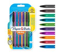 Paper-Mate Stylo bille InkJoy 100 CAP, pointe moyenne 1 mm, couleurs originales, lot 8+2