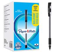 Paper Mate stylos bille, grip confortable, pointe fine (0,7 mm), Noir, 50 unités