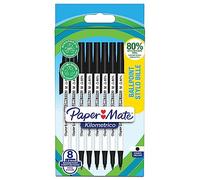PAPER MATE Stylos bille Kilometrico, Pointe moyenne (1.0 mm) longue durée, Encre bleue, 80 Purcent de plastique recyclé, 8 unités