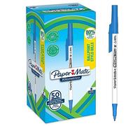 PAPER MATE Stylos bille Kilometrico | Pointe moyenne (1.0 mm) longue durée | Encre bleue | 80 Purcent de plastique recyclé | 8 unités