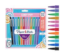 PAPER MATE Stylos feutres Flair | Feutres de coloriage sans fuite à pointe moyenne (0,7 mm) | Idéal pour écrire, coloriage (adultes et enfants), scrapbooking, etc. | Couleurs Candy Pop | Lot de 12