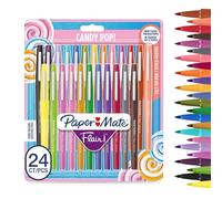 PAPER MATE Stylos feutres Flair | Feutres de coloriage sans fuite à pointe moyenne (0,7 mm) | Idéal pour écrire, coloriage (adultes et enfants), scrapbooking, etc. | Couleurs Candy Pop | Lot de 24