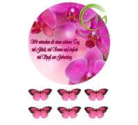 Paper-Media Décoration de gâteau d'anniversaire Motif orchidées n°2 Papier de sucre Env. 20 Ø