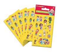 Paper Projects CoComelon Lot de 6 autocollants pour pochettes surprises - Produit sous licence officielle - Parfaits comme sac de fête ou cadeau de Noël - Multicolore - 16 cm x 7,5 cm