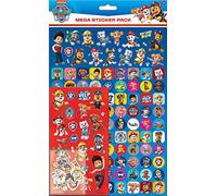 Paper Projects Paw Patrol Mega Lot d'autocollants | Trois types d'autocollants (environ 150 au total) | Réutilisable sur des surfaces non poreuses, bleu/rouge, 29,7 cm x 21 cm