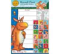 Paper Projects Tableau de récompense Zog avec 56 Autocollants Scintillants, Tableau Facile à Nettoyer, Bleu, 29,7 cm x 42 cm