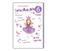 Paper Rose Carte d'anniversaire 6 ans pour petite-fille - Motif princesse, papillons et fleurs - Carte de vœux d'anniversaire spéciale de qualité supérieure avec enveloppe