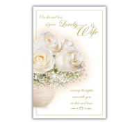 Paper Rose Carte de condoléances sentimentales - On the Loss of Your Wife - Motif floral de roses blanches - Carte de vœux avec enveloppe