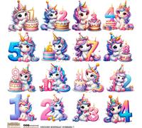 Paper Stickers - ScrapLove - Chiffres d'anniversaire licorne 1 anniversaire licorne