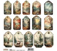 Paper Stickers - ScrapLove - Magic Forest Tag 1 étiquettes forêt de cerfs