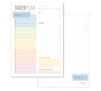 paper&you® A5 Tagesplaner Block "Rainbow" 50 Blatt - Daily Planner avec choses à faire, prios, points forts de la journée et plus encore - durable & respectueux du climat