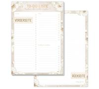 paper&you® A5 To-do Listen Block "Golden Blossoms" 50 feuilles y compris bloc-notes au verso - durable & respectueux au climat