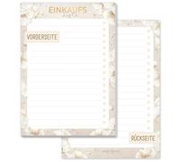 paper&you® A6 Liste de courses Bloc "Golden Blossoms" avec 50 feuilles à déchirer - Bloc-notes pour vos sorties shopping - durable & respectueux au climat