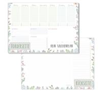 paper&you® Agenda Semainier Bloc A4 sans date fixe "Cactus" 50 feuilles - avec liste de choses à faire, grand champ de notes & plus - durable & respectueux du climat