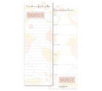 paper&you® Bloc liste de courses [Fruity] incl. aimant, 50 feuilles - format vertical - planificateur de repas au verso - durable & respectueux du climat
