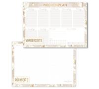 paper&you® Bloc-notes semainier A5 "Golden Blossoms" 50 feuilles avec bloc-notes au verso - durable & respectueux au climat