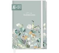 paper&you® Carnet d'adresses A6+ avec onglet A-Z "Feuilles de menthe" Livre pour contacts, anniversaires & mots de passe - durable & respectueux du climat