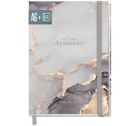 paper&you® Carnet d'adresses A6+ avec onglet A-Z « Grey Marble » Livre pour contacts, anniversaires et mots de passe - Durable et respectueux du climat