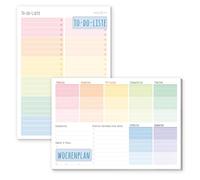 paper&you® Lot de 2 : Bloc-notes A5 & semainier "Rainbow" 2 x 50 feuilles, espace pour les notes au recto et au verso - durable & respectueux du climat