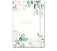paper&you® Work & Life agenda semainier sans date A5 "Feuille d'or" calendrier non daté pour la pleine conscience & l'organisation personnelle, Planificateur non daté, journal de gratitude - durable
