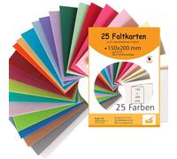 Paper24 Lot de 25 cartes pliantes colorées et vierges, au format A5, en 25 couleurs, idéales pour le bricolage, Noël ou comme idée cadeau, adaptées aux enveloppes C5