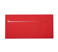 Paper24 Lot de 25 enveloppes DIN long avec bande adhésive (sans fenêtre) 11 x 22 cm - Rouge