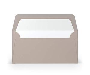 PAPERADO Lot de 200 enveloppes DIN long/DL - Taupe nervuré clair boue - 100 g/m² - Enveloppe sans fenêtre 22 x 11 cm - Enveloppes avec fermeture humide rabat droit