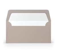 PAPERADO Lot de 50 enveloppes DIN long/DL - Taupe nervuré clair boue - 100 g/m² - Enveloppe sans fenêtre 22 x 11 cm - Enveloppes avec fermeture humide rabat droit
