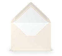 PAPERADO Lot de 50 enveloppes Ivoire nervurées crème - 100 g/m² - Sans fenêtre - 11,4 x 16,2 cm - Enveloppes avec rabat à fermeture humide