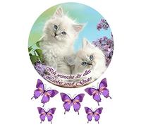 Paperandpicture Lot de 20 feuilles de papier à sucre Motif chat avec fleur No2