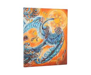Paperblanks | 2026 Oiseau céleste | Oiseaux porte-bonheur | Calendrier 12 mois Flexi | Ultra | Vertical | Fermeture élastique | 176 Pg | 100 g/m²
